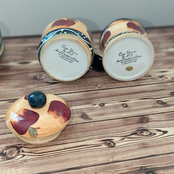 Vintage Casa Varo Hand Painted Country Apple Ceramic Sugar and Cream Set Dishes - Picture 4 of 4